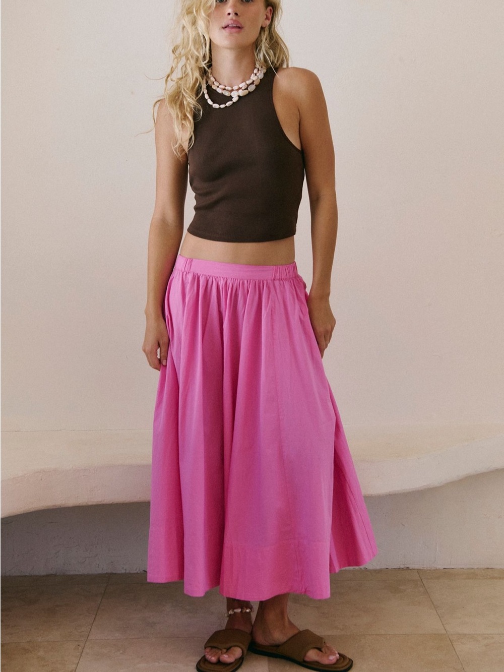 Free People Midi Skirt in Rich Magenta - Picture 3 of 4